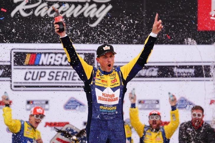 Denny Hamlin wins the NASCAR Cup race at Pocono for his third straight victory