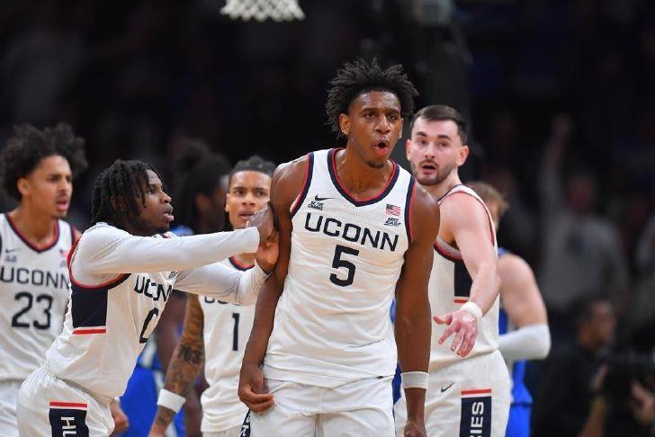 No. 5 UConn men play at No. 21 Kansas on Tuesday