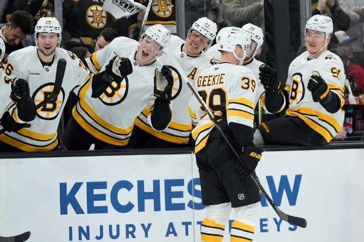 Geekie scores 100th career goal, Bruins beat Canadiens 4-3